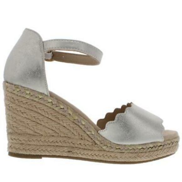 NEW Jellypop Memory Foam Metallic Espadrille Wedge Sandals - Picture 4 of 8